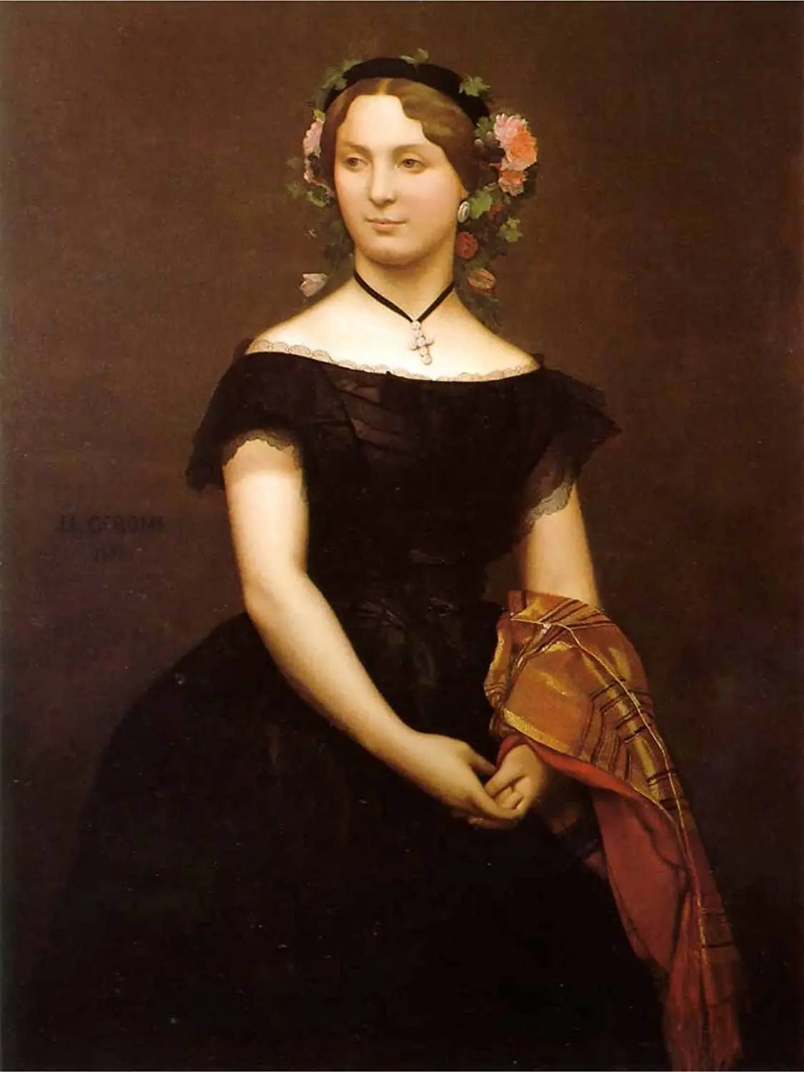 {{ product_title }} Fine Art Print | {{ product_vendor }} Jakero77 Jean Leon Gerome - Portrait of Mille Durand (1854) Signed - 17"x22" Fine Art Print Art Print  Jakero77