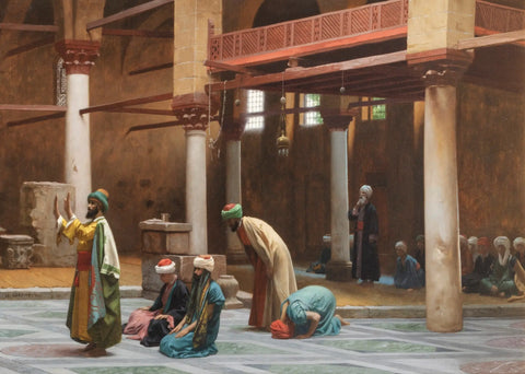 {{ product_title }} Fine Art Print | {{ product_vendor }} Jakero77 Jean Leon Gerome - Prayers in the Mosque (Signed) - 17" x 22" Fine Art Print Art Print  Jakero77