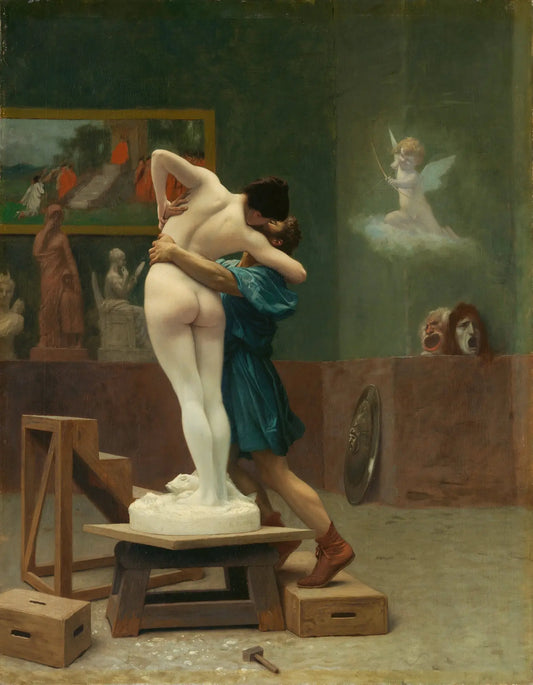 {{ product_title }} Fine Art Print | {{ product_vendor }} Jakero77 Jean Leon Gerome - Pygmalion & Galatea Embrace Kiss (1890) Signed - 17" x 22" Print Art Print  Jakero77