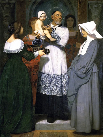 {{ product_title }} Fine Art Print | {{ product_vendor }} Jakero77 Jean Leon Gerome - Saint Vincent of Paule (1847) Signed - 17" x 22" Fine Art Print Art Print  Jakero77