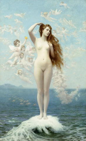 {{ product_title }} Fine Art Print | {{ product_vendor }} Jakero77 Jean Leon Gerome - The Birth of Venus (1890) Signed - 17" x 22" Fine Art Print Art Print  Jakero77