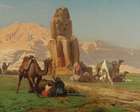 {{ product_title }} Fine Art Print | {{ product_vendor }} Jakero77 Jean Leon Gerome - The Colossus of Memnon (Signed) - 17" x 22" Fine Art Print Art Print  Jakero77