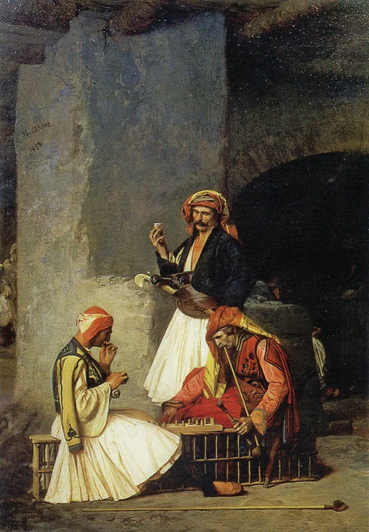 {{ product_title }} Fine Art Print | {{ product_vendor }} Jakero77 Jean Leon Gerome - The Draught Players (1859) Signed - 17" x 22" Fine Art Print Art Print  Jakero77