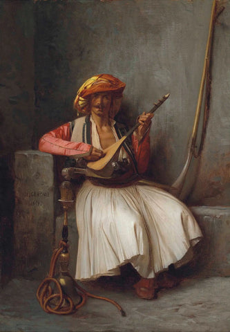 {{ product_title }} Fine Art Print | {{ product_vendor }} Jakero77 Jean Leon Gerome - The Mandolin Player (1858) Signed - 17" x 22" Fine Art Print Art Print  Jakero77