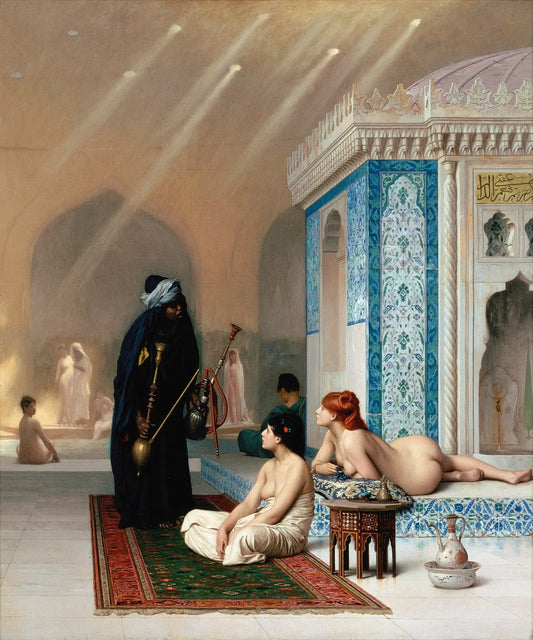 {{ product_title }} Fine Art Print | {{ product_vendor }} Jakero77 Jean Leon Gerome - The Pool in a Harem (1876) Signed - 17" x 22" Fine Art Print Art Print  Jakero77