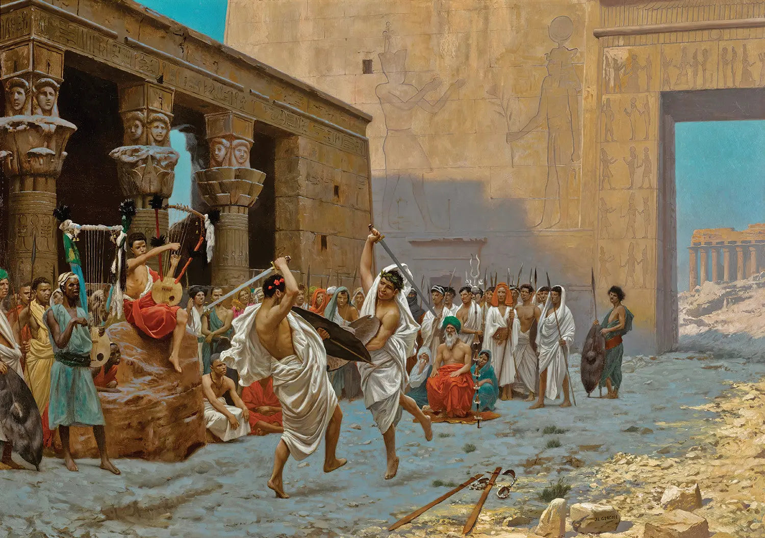 {{ product_title }} Fine Art Print | {{ product_vendor }} Jakero77 Jean Leon Gerome - The Pyrrhic Dance, Sword Fighting (Signed) - 17"x22" Art Print Art Print  Jakero77