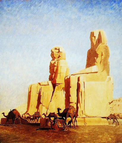 {{ product_title }} Fine Art Print | {{ product_vendor }} Jakero77 Jean Leon Gerome - Thebes Colosseums, Memnon & Sesostris (study) (1856) - 17"x22" Fine Art Print Art Print  Jakero77