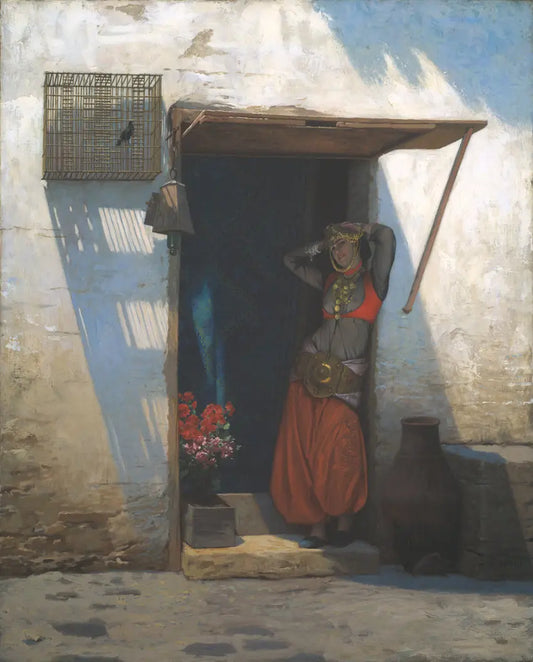 {{ product_title }} Fine Art Print | {{ product_vendor }} Jakero77 Jean Leon Gerome - Woman of Cairo at her Door (1897) Signed - 17" x 22" Art Print Art Print  Jakero77