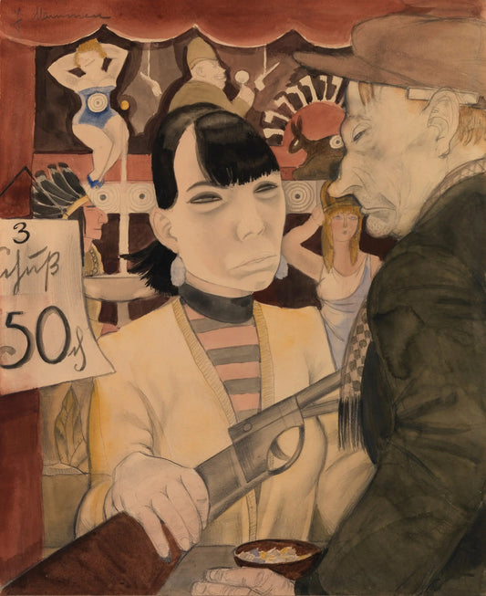 {{ product_title }} Fine Art Print | {{ product_vendor }} Jakero77 Jeanne Mammen - At the Shooting Gallery (1930) Signed - 17" x 22" Fine Art Print Art Print  Jakero77