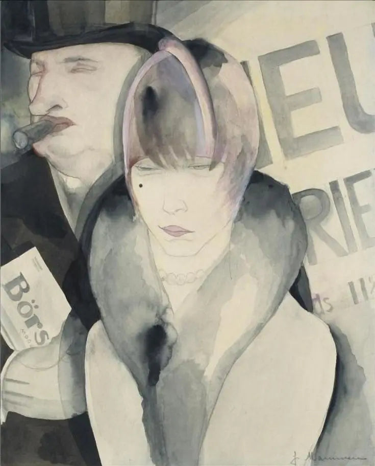 {{ product_title }} Fine Art Print | {{ product_vendor }} Jakero77 Jeanne Mammen - Stockbroker Börsianer (1930) Signed - 17" x 22" Fine Art Print Art Print  Jakero77
