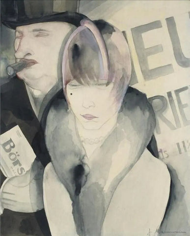 {{ product_title }} Fine Art Print | {{ product_vendor }} Jakero77 Jeanne Mammen - Stockbroker Börsianer (1930) Signed - 17" x 22" Fine Art Print Art Print  Jakero77