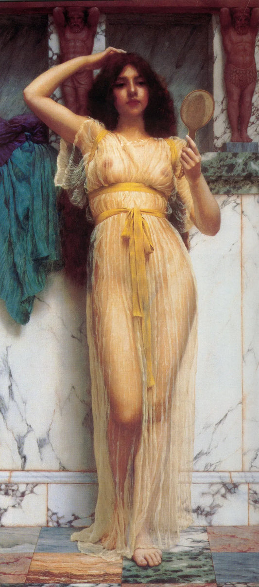 {{ product_title }} Fine Art Print | {{ product_vendor }} Jakero77 John William Godward - The Mirror (1899) - 17" x 22" Fine Art Print Art Print  Jakero77