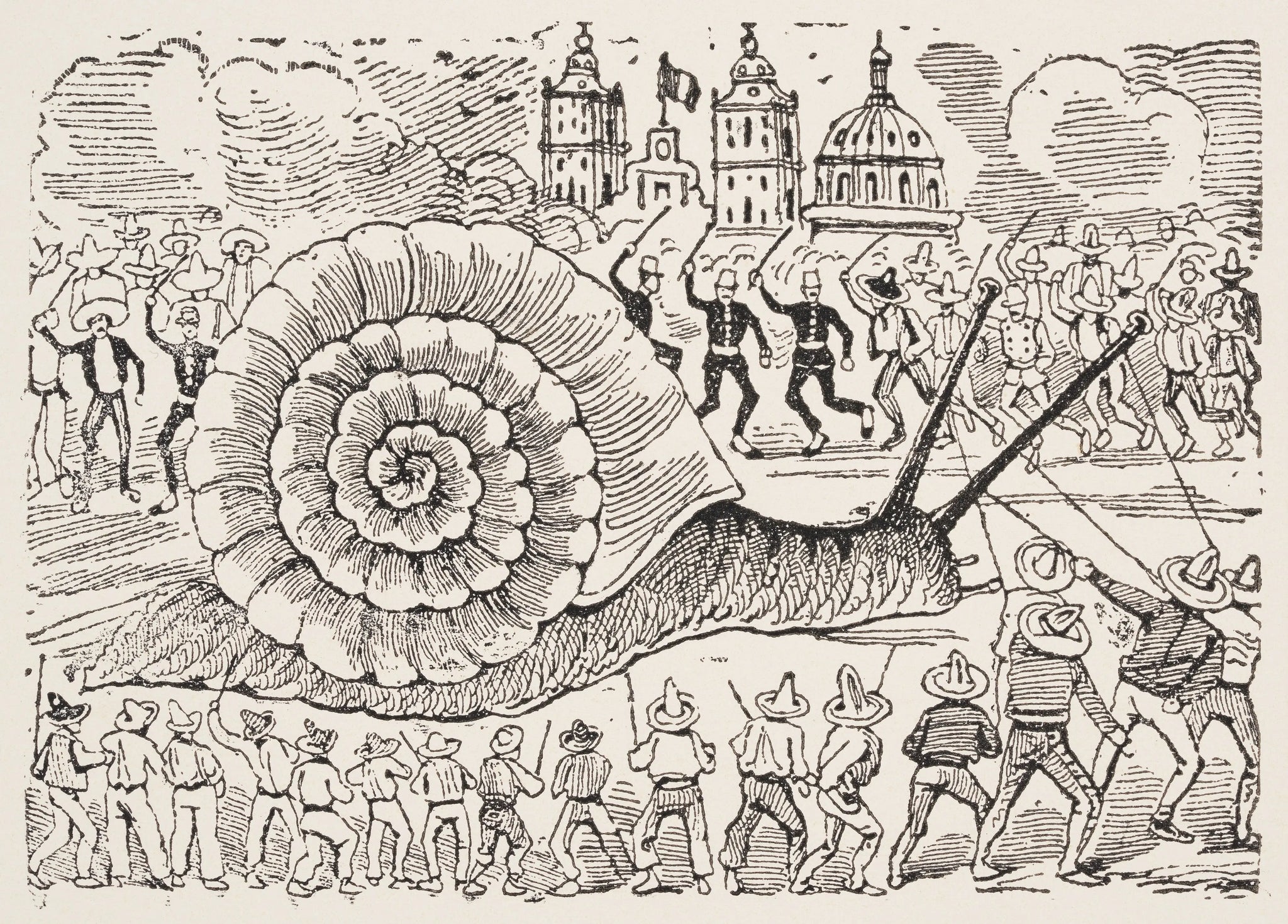 {{ product_title }} Fine Art Print | {{ product_vendor }} Jakero77 Jose Guadalupe Posada - Ballad of the Snail (1899) - 17" x 22" Fine Art Print Art Print  Jakero77