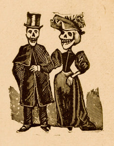 {{ product_title }} Fine Art Print | {{ product_vendor }} Jakero77 Jose Guadalupe Posada - Elegantly Dressed Skeletons in Love (1890) - 17"x22" Print Art Print  Jakero77