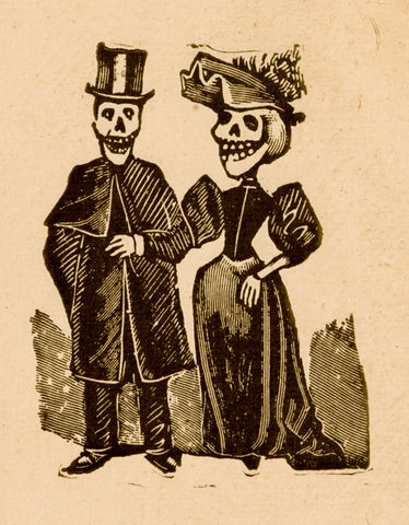 {{ product_title }} Fine Art Print | {{ product_vendor }} Jakero77 Jose Guadalupe Posada - Elegantly Dressed Skeletons in Love (1890) - 17"x22" Print Art Print  Jakero77