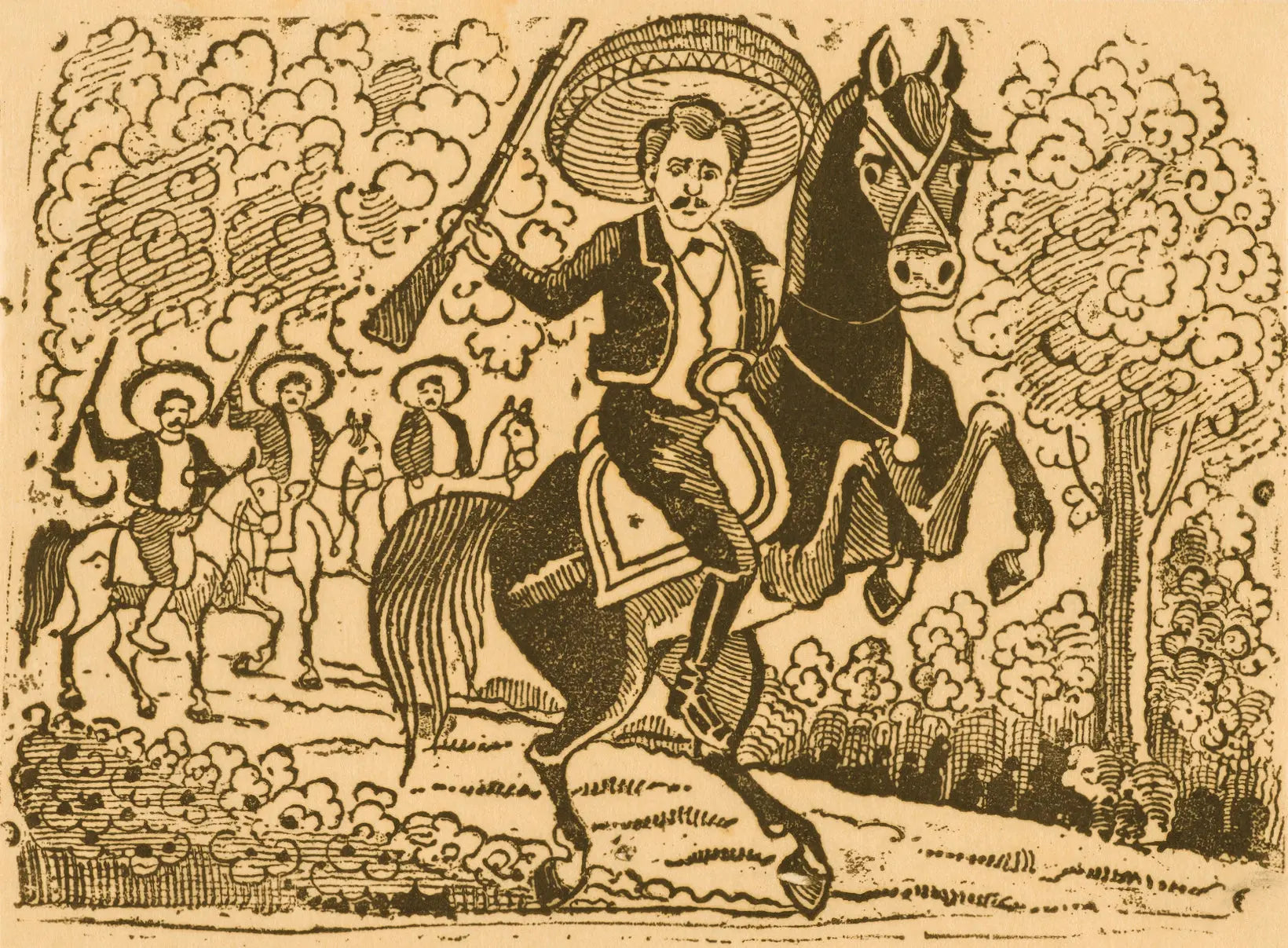 {{ product_title }} Fine Art Print | {{ product_vendor }} Jakero77 Jose Guadalupe Posada - Emiliano Zapata on Horseback (1911) - 17"x22" Art Print Art Print  Jakero77
