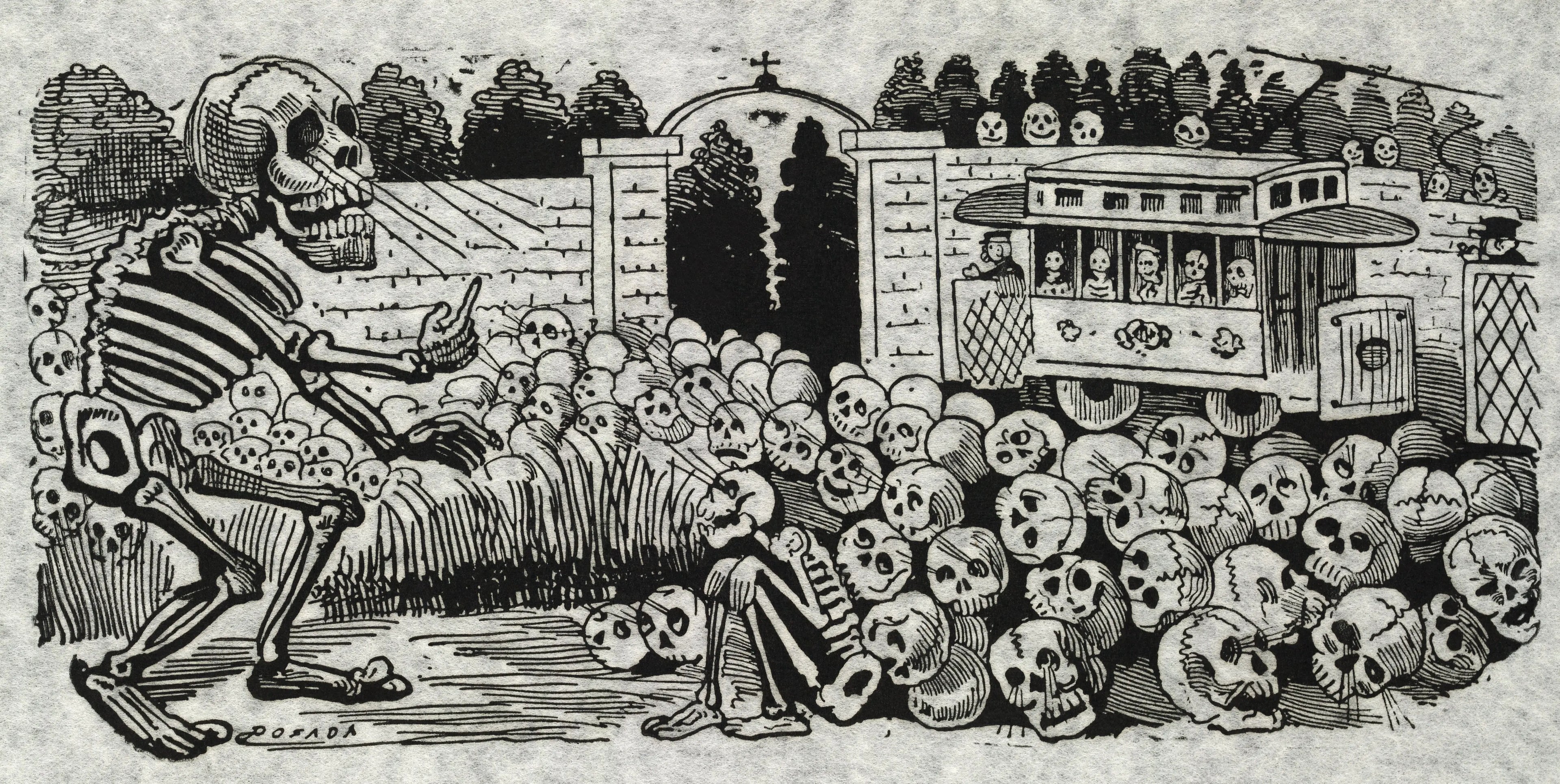 {{ product_title }} Fine Art Print | {{ product_vendor }} Jakero77 José Guadalupe Posada - Grand Electric Skull (1910) - 17" x 22" Fine Art Print Art Print  Jakero77