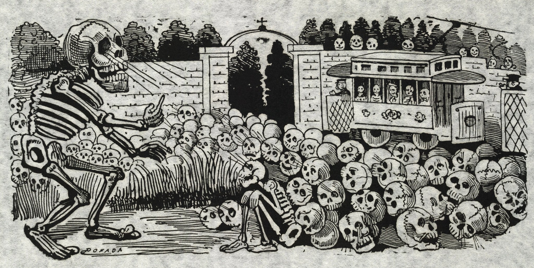 {{ product_title }} Fine Art Print | {{ product_vendor }} Jakero77 José Guadalupe Posada - Grand Electric Skull (1910) - 17" x 22" Fine Art Print Art Print  Jakero77