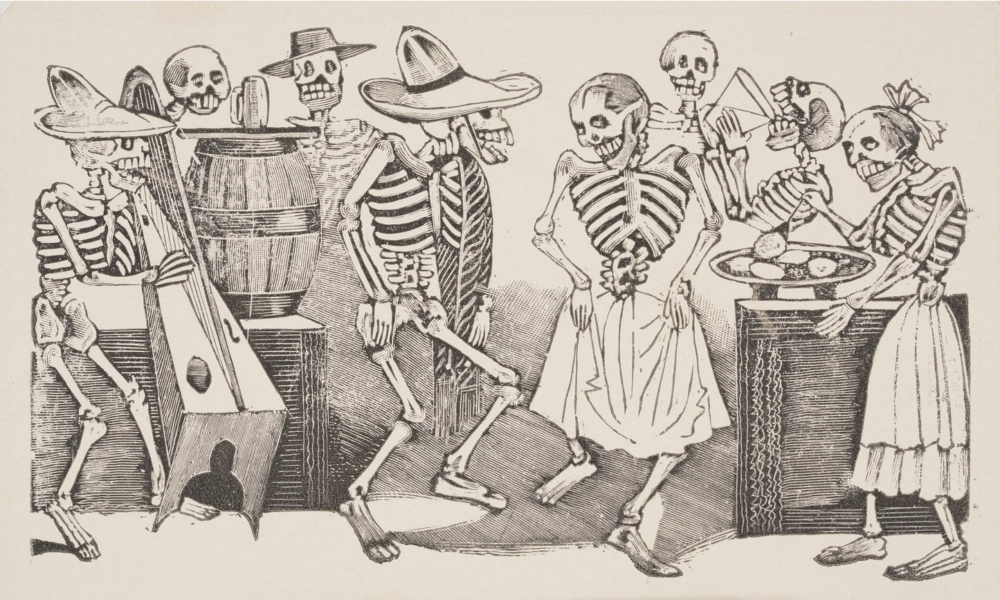 {{ product_title }} Fine Art Print | {{ product_vendor }} Jakero77 Jose Guadalupe Posada - Happy Dance Wild Party Calaveras (1900) - 17"x22" Print Art Print  Jakero77