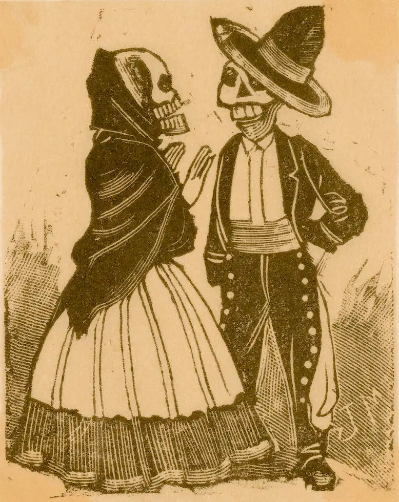 {{ product_title }} Fine Art Print | {{ product_vendor }} Jakero77 Jose Guadalupe Posada - Male & Female Skeletons Talking (1900s) - 17"x22" Print Art Print  Jakero77