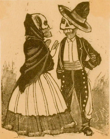 {{ product_title }} Fine Art Print | {{ product_vendor }} Jakero77 Jose Guadalupe Posada - Male & Female Skeletons Talking (1900s) - 17"x22" Print Art Print  Jakero77