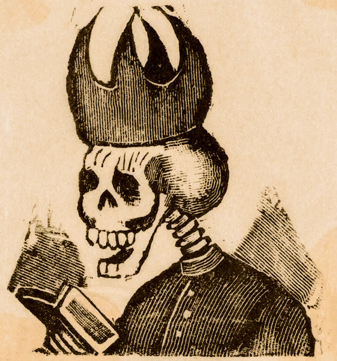 {{ product_title }} Fine Art Print | {{ product_vendor }} Jakero77 Jose Guadalupe Posada - Skeleton Wearing Bishop's Mitre (1900s) - 17"x22" Print Art Print  Jakero77