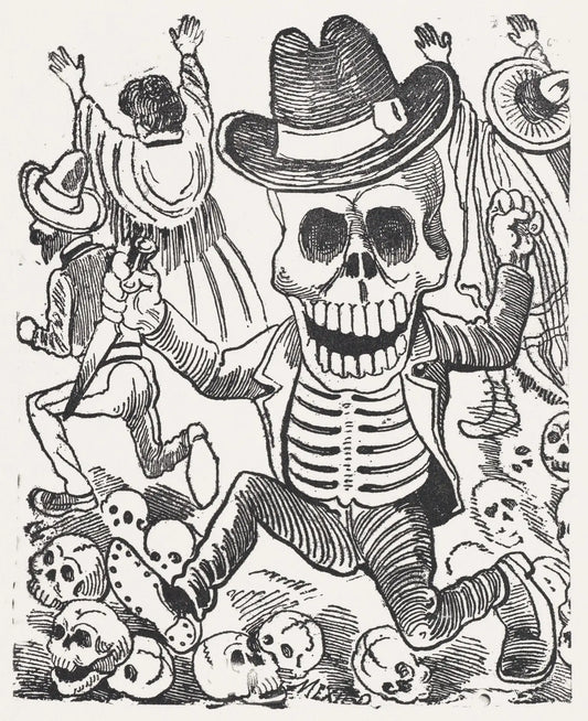 {{ product_title }} Fine Art Print | {{ product_vendor }} Jakero77 Jose Guadalupe Posada - Skeleton with Knife (1900s) - 17" x 22" Fine Art Print Art Print  Jakero77