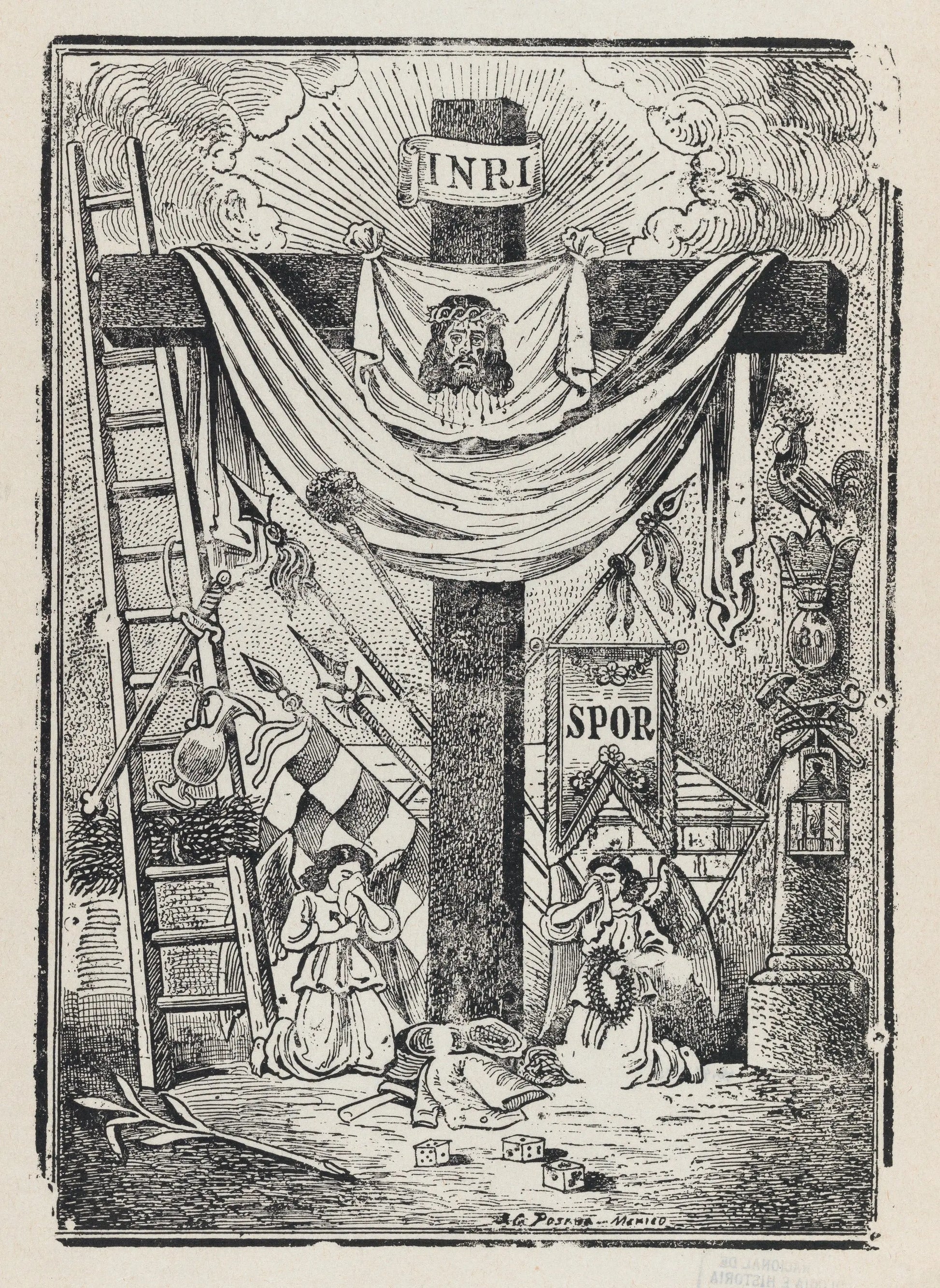 {{ product_title }} Fine Art Print | {{ product_vendor }} Jakero77 Jose Guadalupe Posada - Symbols of the Passion (1890) - 17" x 22" Fine Art Print Art Print  Jakero77