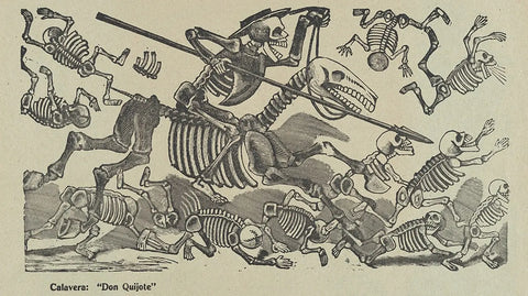 {{ product_title }} Fine Art Print | {{ product_vendor }} Jakero77 Jose Guadalupe Posada - The Skeleton of Don Quixote (1910) - 17" x 22" Art Print Art Print  Jakero77