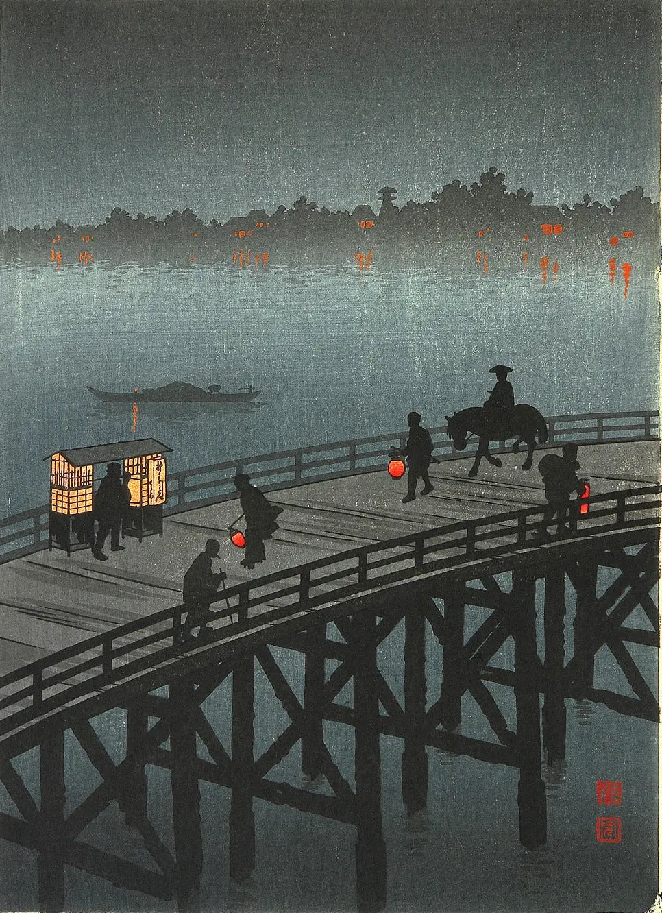 {{ product_title }} Fine Art Print | {{ product_vendor }} Jakero77 Koho Shoda - Ohashi Bridge at Atako (1910) Signed - 17" x 22" Fine Art Print Art Print  Jakero77