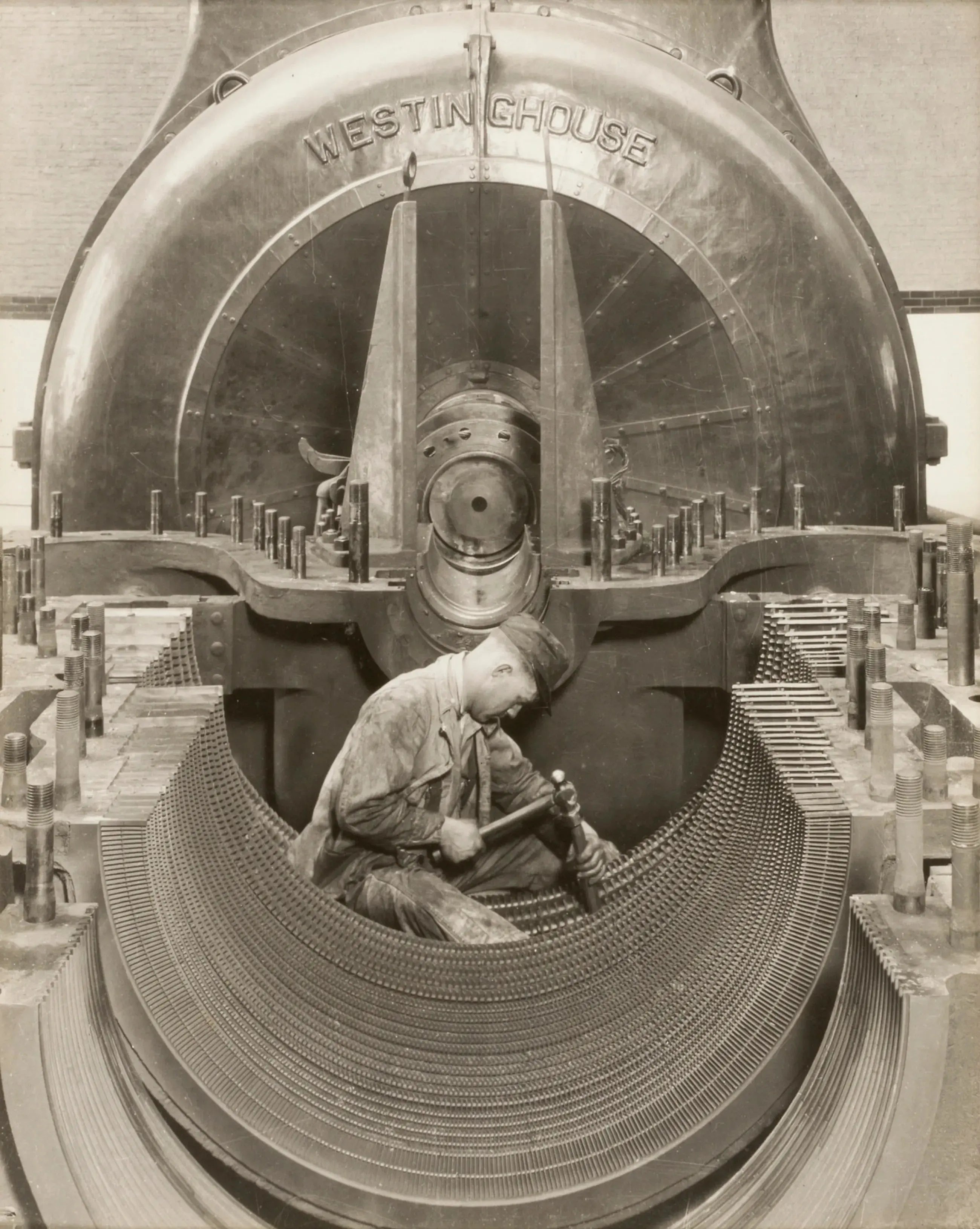 {{ product_title }} Fine Art Print | {{ product_vendor }} Jakero77 Lewis W. Hine - Heart of the Turbine (1930) Westinghouse - 17" x 22" Art Print Art Print  Jakero77