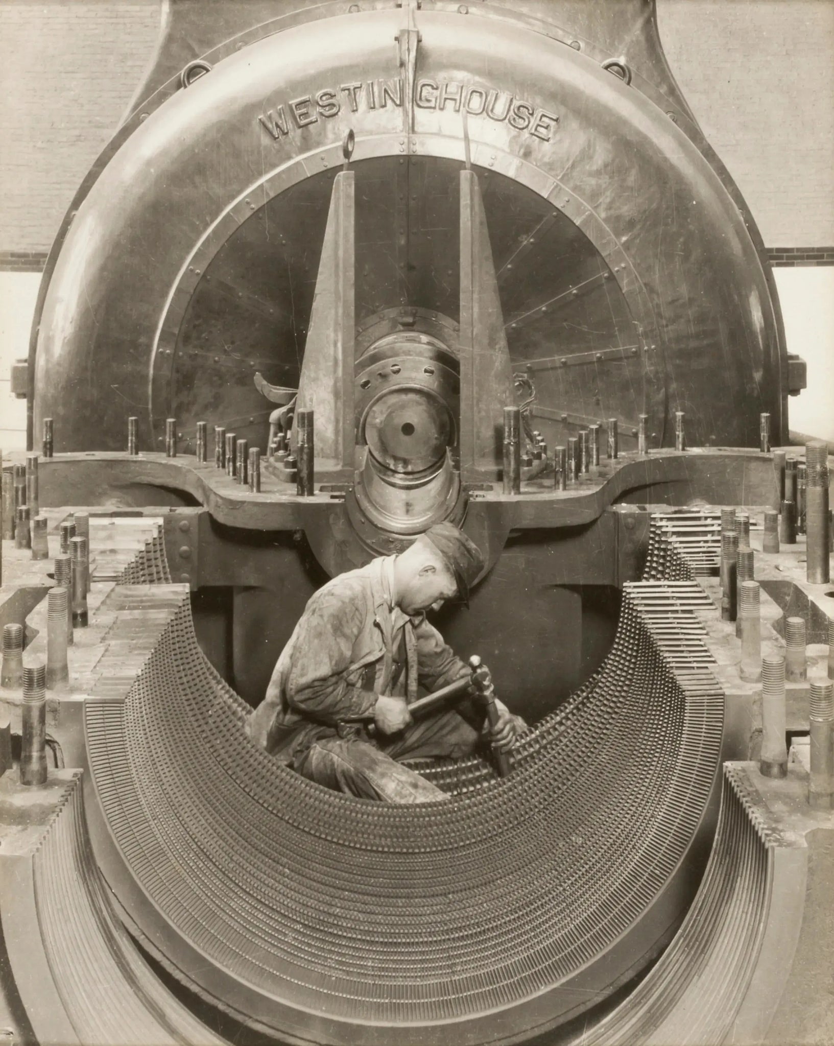 {{ product_title }} Fine Art Print | {{ product_vendor }} Jakero77 Lewis W. Hine - Heart of the Turbine (1930) Westinghouse - 17" x 22" Art Print Art Print  Jakero77