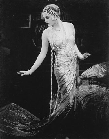 {{ product_title }} Fine Art Print | {{ product_vendor }} Jakero77 Lili Damita Mysterious Elegant Pearls 1920s Hollywood Dress 17" x 22" Art Print Art Print  Jakero77
