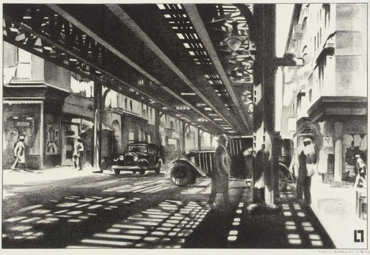 {{ product_title }} Fine Art Print | {{ product_vendor }} Jakero77 Louis Lozowick - Allen Street (1929) Signed - 17" x 22" Fine Art Print Art Print  Jakero77
