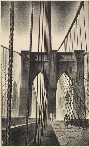 {{ product_title }} Fine Art Print | {{ product_vendor }} Jakero77 Louis Lozowick - Brooklyn Bridge, New York City (1930) - 17" x 22" Fine Art Print Art Print  Jakero77