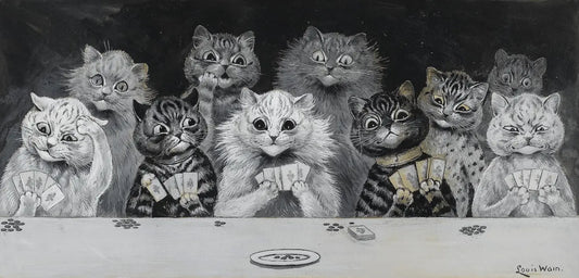 {{ product_title }} Fine Art Print | {{ product_vendor }} Jakero77 Louis Wain - A Game of Cards (1896) Cats Playing Cards - 17"x22" Fine Art Print Art Print  Jakero77