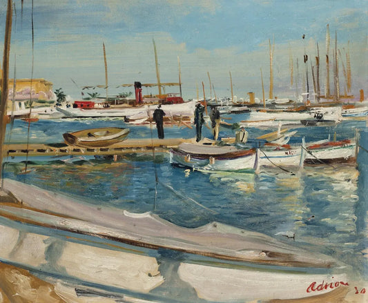 {{ product_title }} Fine Art Print | {{ product_vendor }} Jakero77 Lucien Adrion - Port of Cannes (1930) Signed - 17" x 22" Fine Art Print Art Print  Jakero77