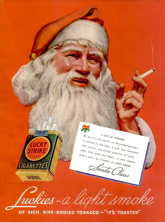 {{ product_title }} Fine Art Print | {{ product_vendor }} Jakero77 Lucky Strike Cigarettes Vintage Santa Claus Ad (1936) - 17" x 22" Fine Art Print Art Print  Jakero77