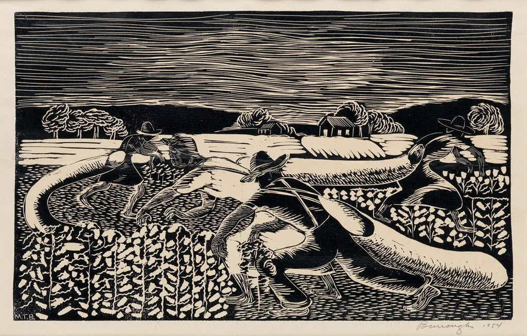 {{ product_title }} Fine Art Print | {{ product_vendor }} Jakero77 Margaret Burroughs - Cotton Pickers in Texas (1954) Signed - 17" x 22" Art Print Art Print  Jakero77