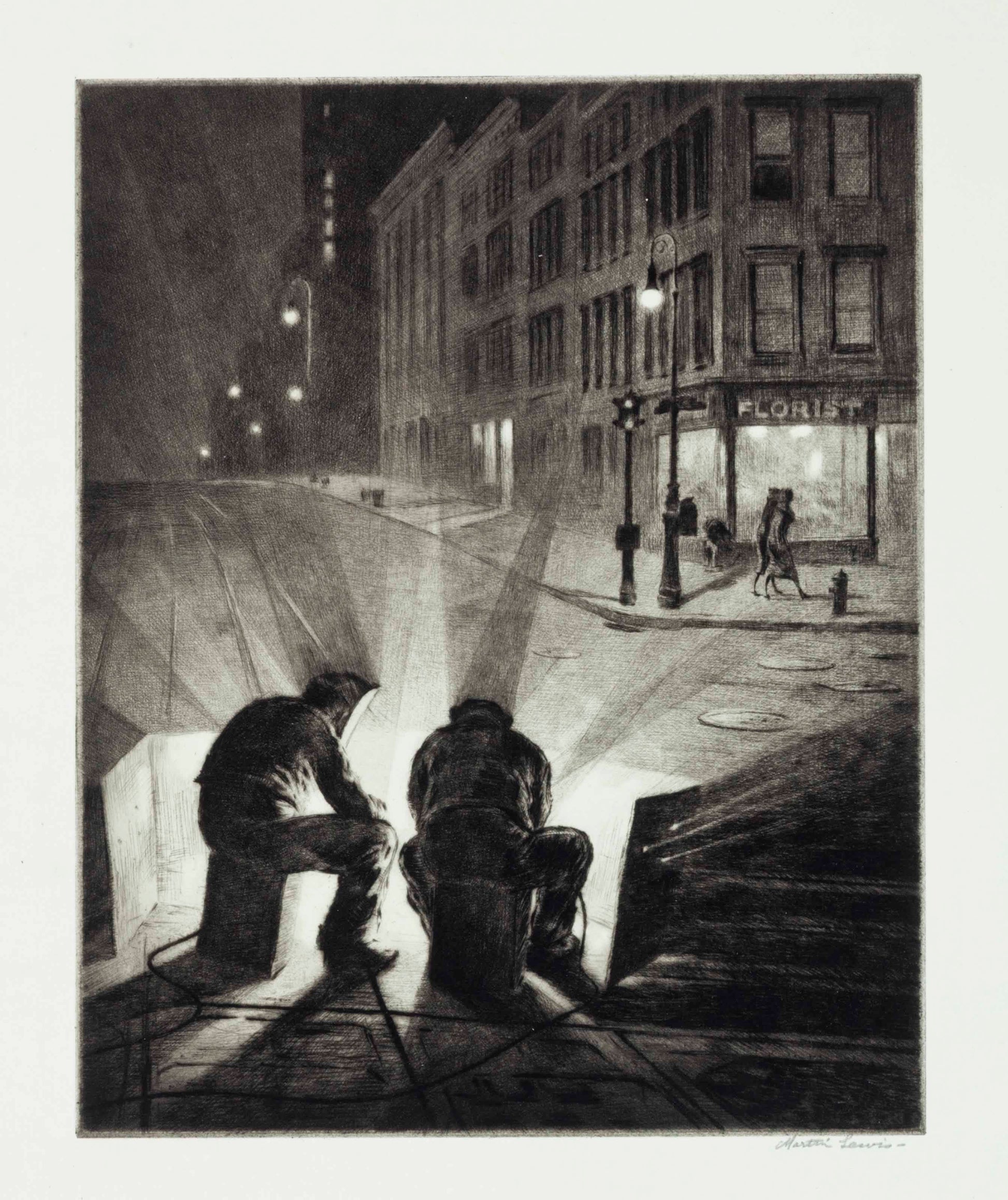 {{ product_title }} Fine Art Print | {{ product_vendor }} Jakero77 Martin Lewis - Arc Welders at Night (1937) Signed - 17" x 22" Fine Art Print Art Print  Jakero77