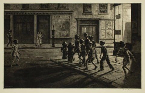 {{ product_title }} Fine Art Print | {{ product_vendor }} Jakero77 Martin Lewis - Bedford Street Gang, New York City 1930s Signed - 17" x 22" Print Art Print  Jakero77