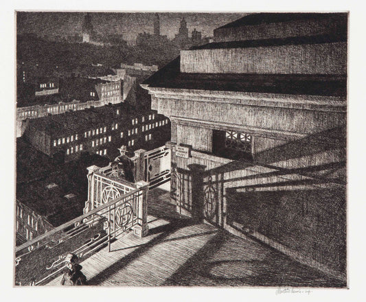 {{ product_title }} Fine Art Print | {{ product_vendor }} Jakero77 Martin Lewis - East Side Night, Williamsburg Bridge (1928) Signed - 17"x22" Print Art Print  Jakero77