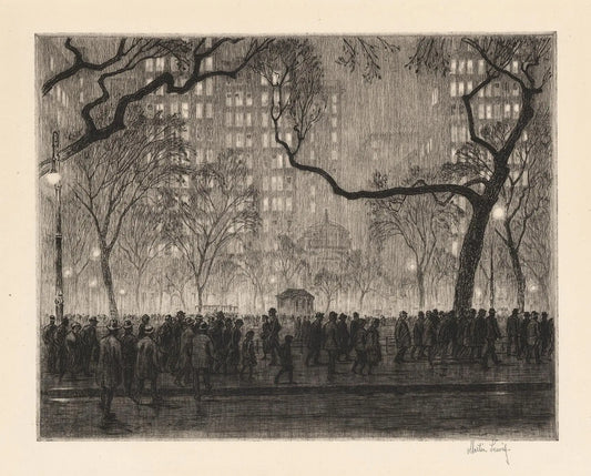 {{ product_title }} Fine Art Print | {{ product_vendor }} Jakero77 Martin Lewis - Madison Square Rainy Night (1915) Signed - 17" x 22" Fine Art Print Art Print  Jakero77