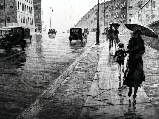 {{ product_title }} Fine Art Print | {{ product_vendor }} Jakero77 Martin Lewis - Rainy Day, Queens New York City 1930s - 17" x 22" Fine Art Print Art Print  Jakero77