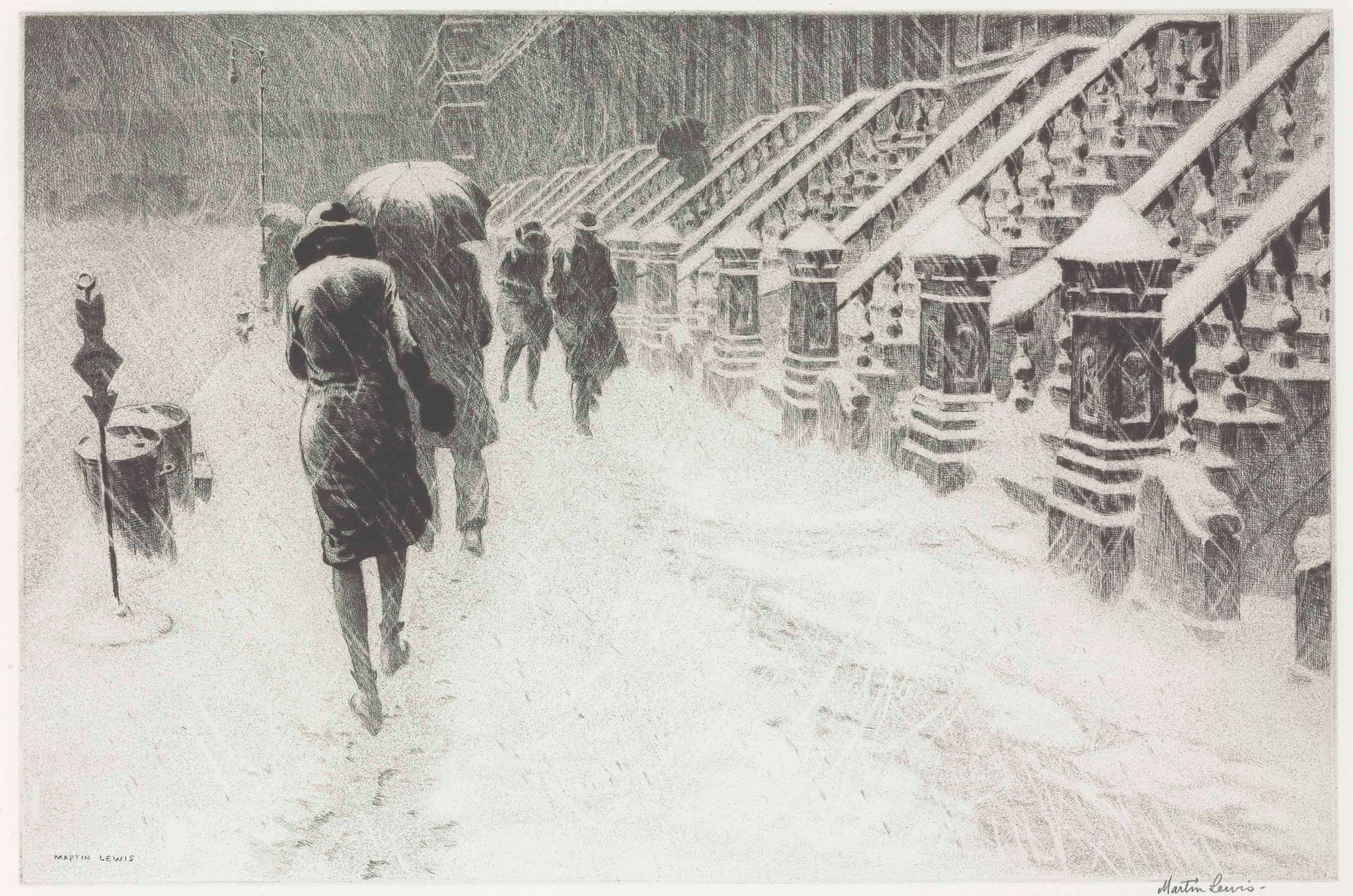 {{ product_title }} Fine Art Print | {{ product_vendor }} Jakero77 Martin Lewis - Stoops in Snow, New York City (1930) Signed - 17" x 22" Art Print Art Print  Jakero77