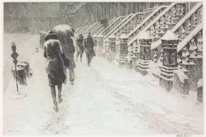 {{ product_title }} Fine Art Print | {{ product_vendor }} Jakero77 Martin Lewis - Stoops in Snow, New York City (1930) Signed - 17" x 22" Art Print Art Print  Jakero77
