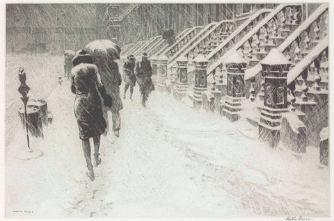 {{ product_title }} Fine Art Print | {{ product_vendor }} Jakero77 Martin Lewis - Stoops in Snow, New York City (1930) Signed - 17" x 22" Art Print Art Print  Jakero77