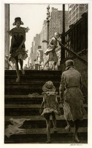 {{ product_title }} Fine Art Print | {{ product_vendor }} Jakero77 Martin Lewis - Subway Steps, New York City (1930) Signed - 17" x 22" Art Print Art Print  Jakero77