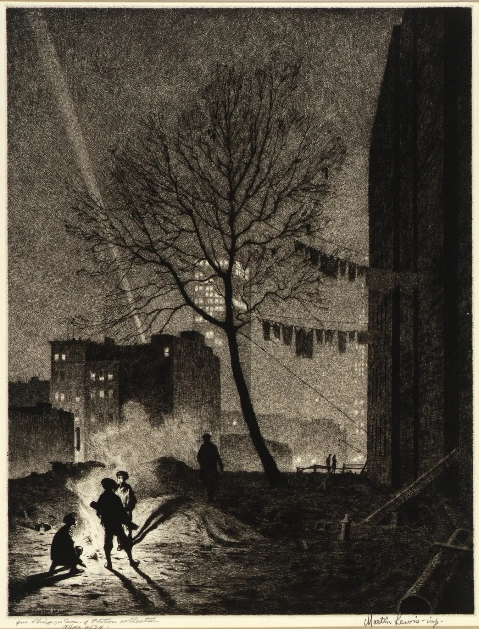 {{ product_title }} Fine Art Print | {{ product_vendor }} Jakero77 Martin Lewis - Tree, Manhattan, New York City (1935) Signed - 17" x 22" Art Print Art Print  Jakero77