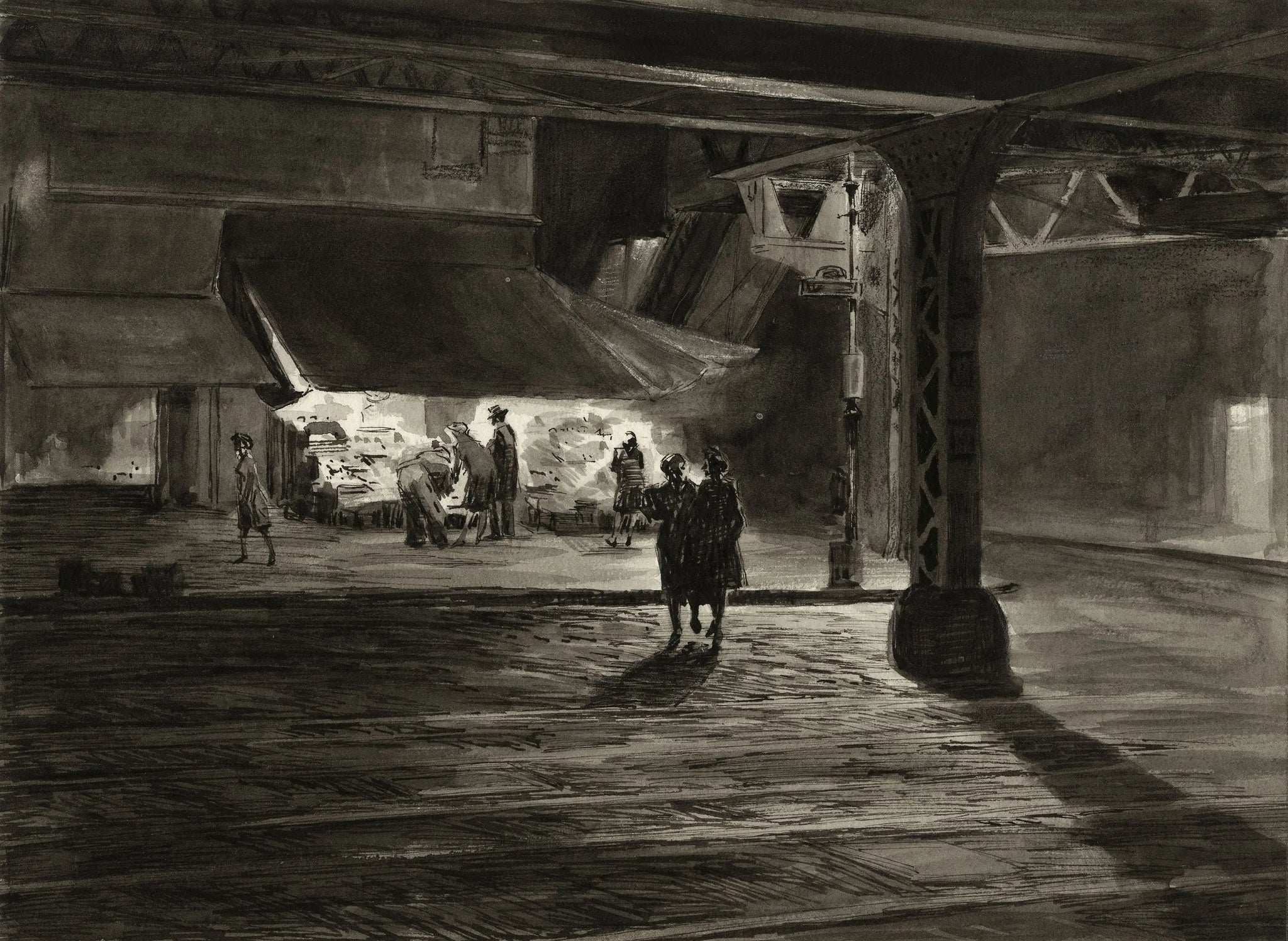 {{ product_title }} Fine Art Print | {{ product_vendor }} Jakero77 Martin Lewis - Yorkville Night Study (1947) - 17" x 22" Fine Art Print Art Print  Jakero77